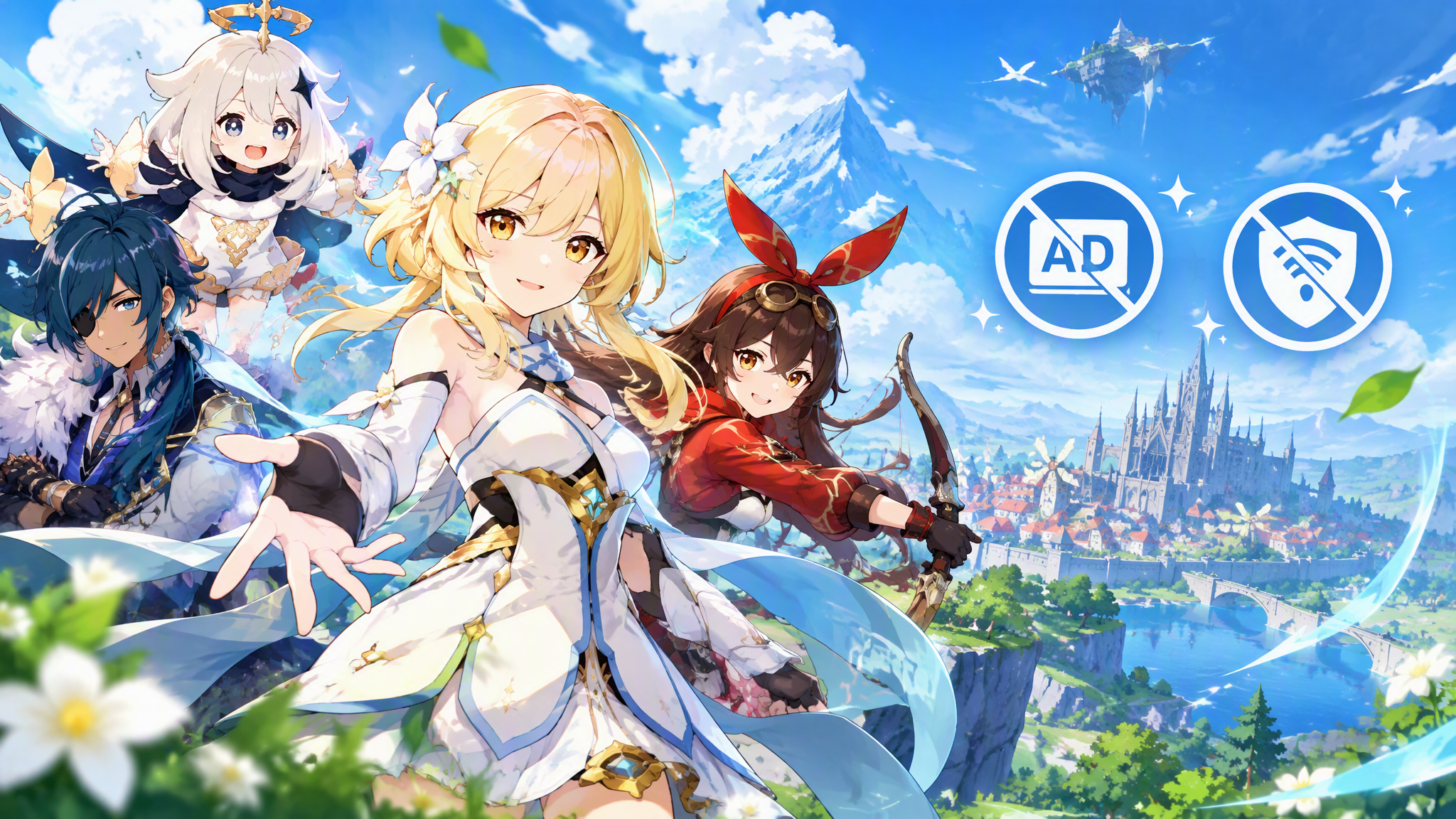 Genshin characters with ad-free exploration symbols